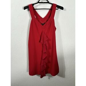 Black Halo Mini Dress Size M Red Sleeveless Ruffled Pockets Polyamide Blend
